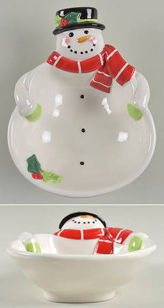 Holiday Magic Snowman Figural Dip Bowl (Dip & Spreader)