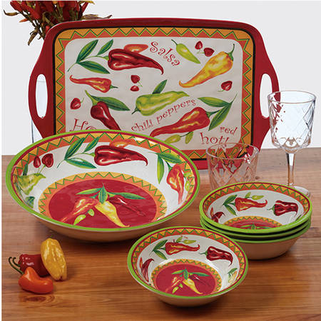Red Hot (Melamine) 19" Rectangular Handled Tray