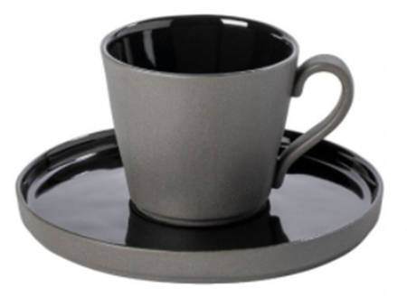 Lagoa Ecogres Black Flat Cup & Saucer Set