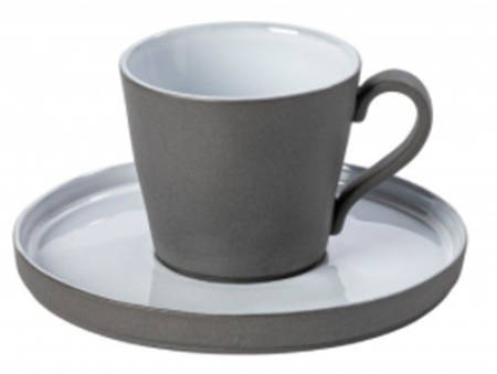 Lagoa Ecogres White Flat Cup & Saucer Set