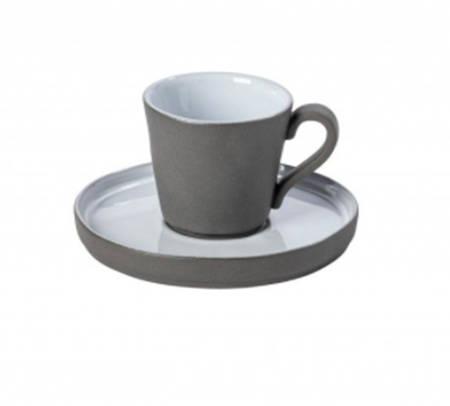 Lagoa Ecogres White Flat Demitasse Cup & Saucer Set