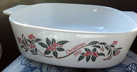 Christmas 1991-1992-1993 2 Quart Square Casserole No Lid