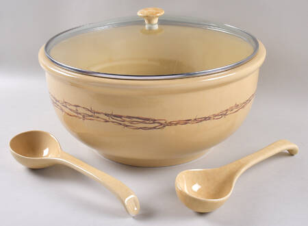 Barbwire Collection Tureen & Glass Lid W/2 Ladles