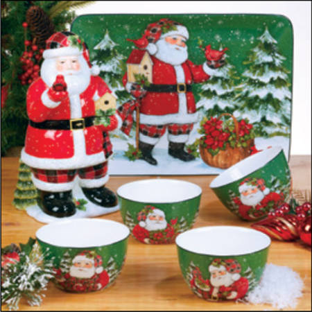 Christmas Lodge Santa Figural Cookie Jar & Lid