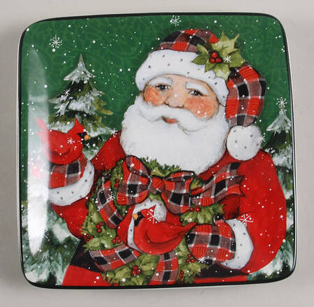 Christmas Lodge Santa Square Canape Plate