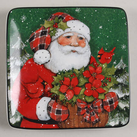 Christmas Lodge Santa Square Canape Plate