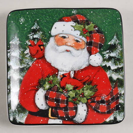 Christmas Lodge Santa Square Canape Plate