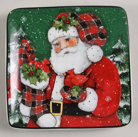 Christmas Lodge Santa Square Canape Plate
