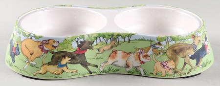 Dog Park Double Pet Bowl No Metal Inserts