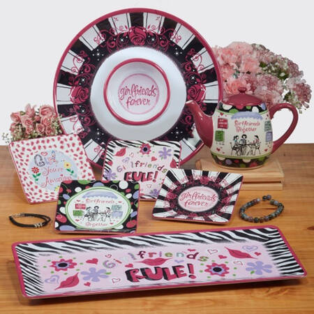 Girlfriends Together Square Canape Plate