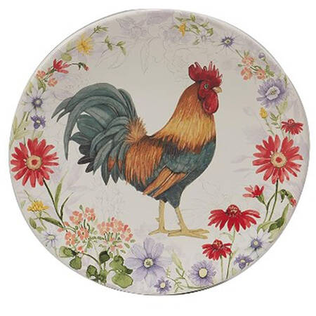 Floral Rooster Salad/Dessert Plate