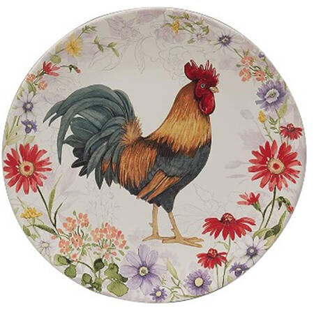Floral Rooster Dinner Plate