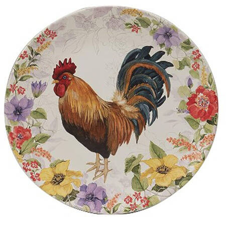 Floral Rooster Dinner Plate
