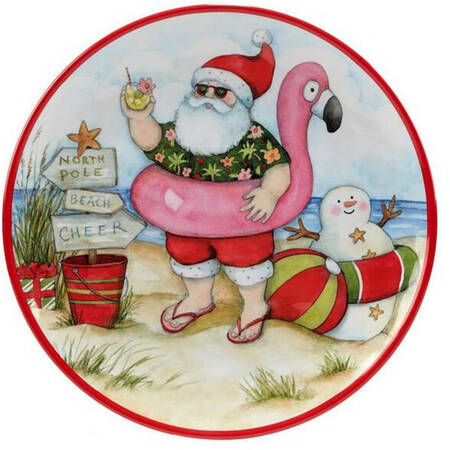 Santa's Beach (Melamine) 14" Round Platter