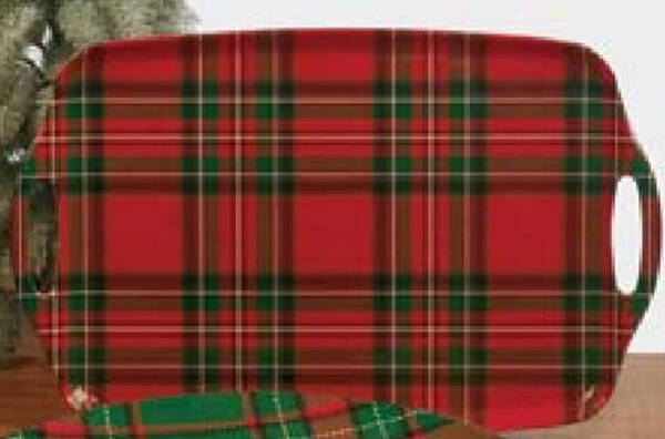 Christmas Plaid (Melamine) 19" Handled Tray