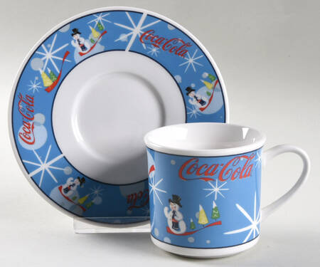 Laughing Snowman Flat Cup & Saucer Set