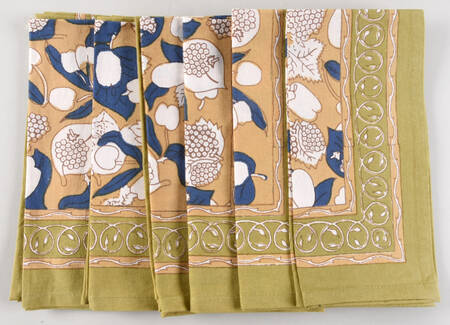 Table Linens & Accessories (6 Pack) 19" x 19" Forest Harvest Mustard & Blue Cloth Napkin