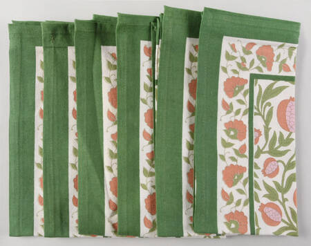 Table Linens & Accessories (6 Pack) 19" x 19" Grenadine Orange & Green Cloth Napkin