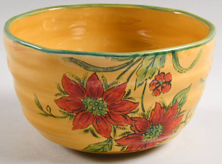 Gold Poinsettia Deep Soup/Cereal Bowl