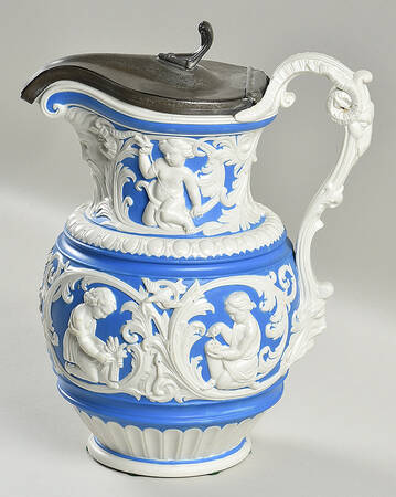 Four Seasons 64 Oz Jug & Metal Lid by Charles Meigh & Sons