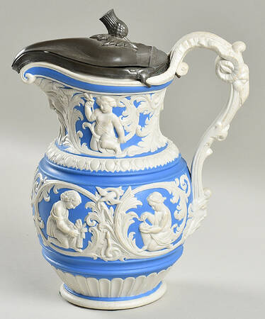 Four Seasons 34 Oz Jug & Metal Lid by Charles Meigh & Sons