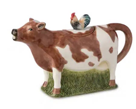 Vintage Farm Figural Teapot & Lid