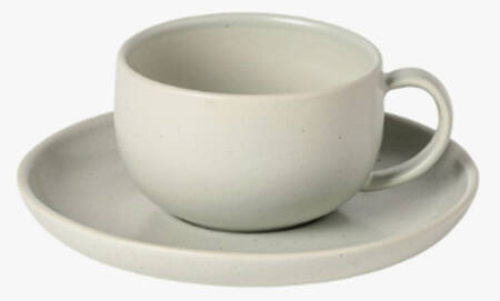 Pacifica Oyster Gray Flat Cup & Saucer Set