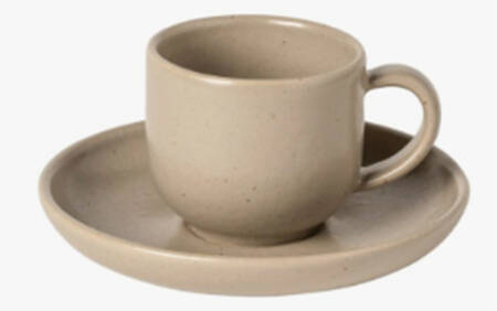 Pacifica Chestnut (Light Brown) Flat Demitasse Cup & Saucer Set