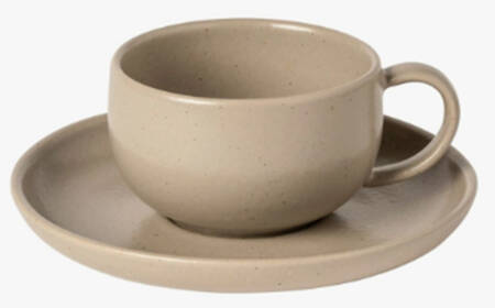 Pacifica Chestnut (Light Brown) Flat Cup & Saucer Set