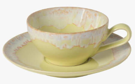 Taormina-Yellow Flat Cup & Saucer Set