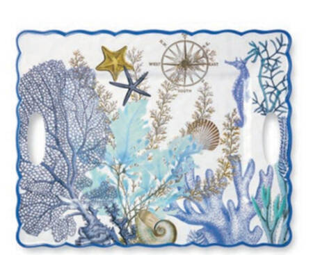 Blue Lagoon (Melamine) 19" Rectangular Handled Tray