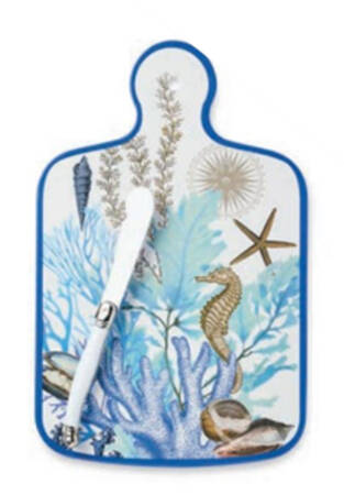Blue Lagoon (Melamine) Melamine Cheese Board & Knife Set