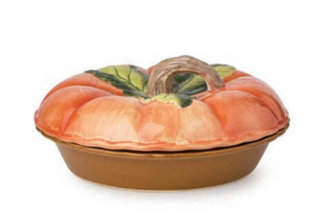 Harvest Fields Pumpkin Shape Pie Baker & Lid
