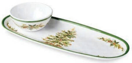 Holly Tree (Melamine) Melamine Dip Bowl & Tray Set