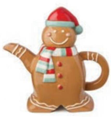 Festive Christmas-Gingerbread Figural Teapot & Lid
