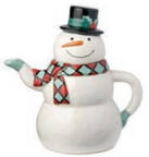 Festive Christmas Snowman Figural Teapot & Lid