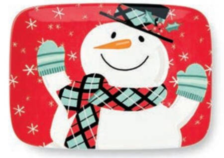 Festive Christmas Snowman 14" Rectangular Serving Platter
