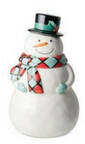 Festive Christmas Snowman Figural Cookie Jar & Lid