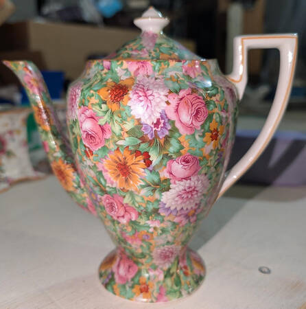Pink Chintz-Mustard Trim by Crown Ducal