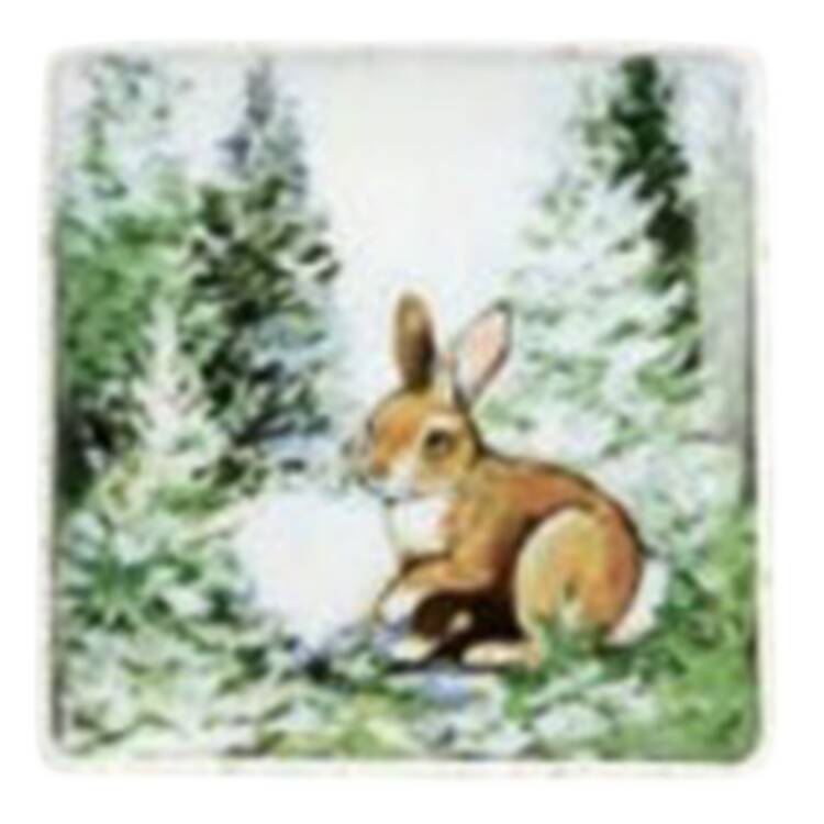 Winter's Cabin Square Dessert Plate