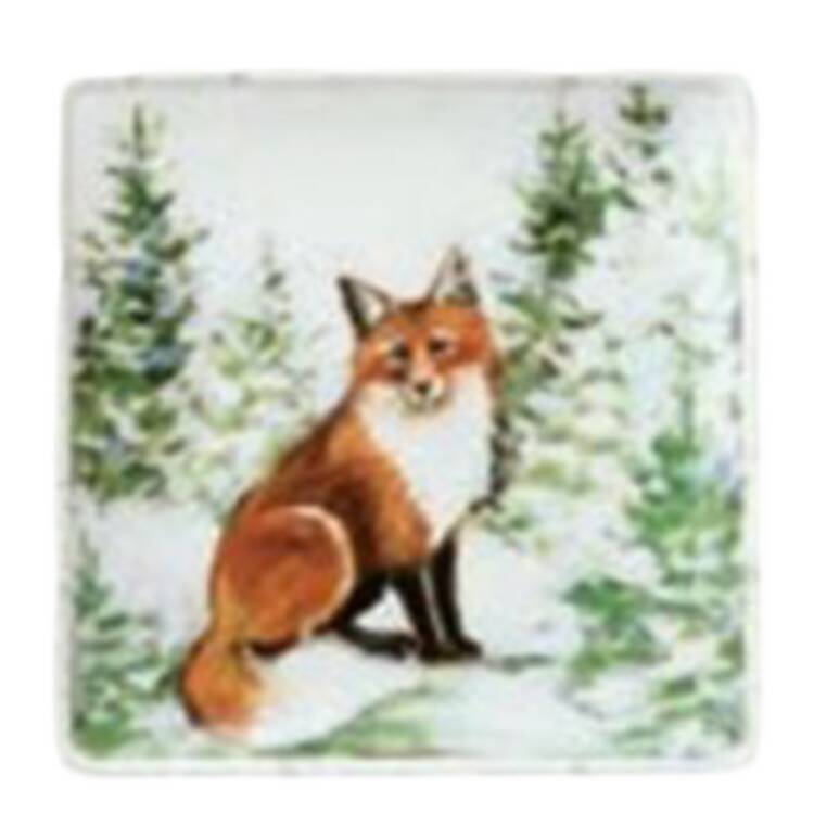 Winter's Cabin Square Dessert Plate
