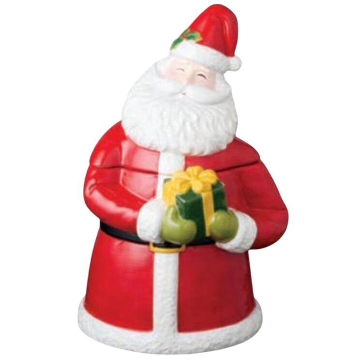 Santa's Delight Figural Cookie Jar & Lid