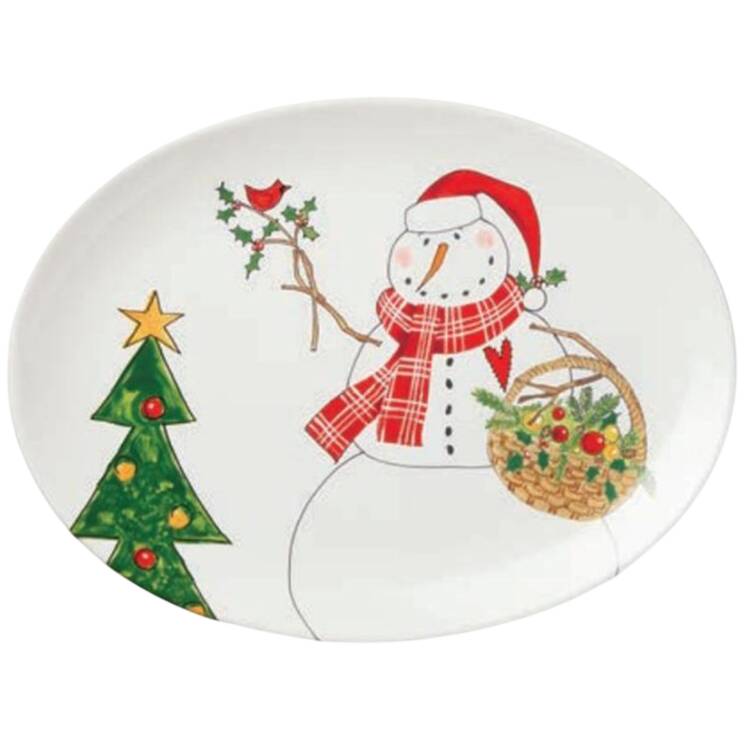 Snowman Delight 16" Oval Serving Platter