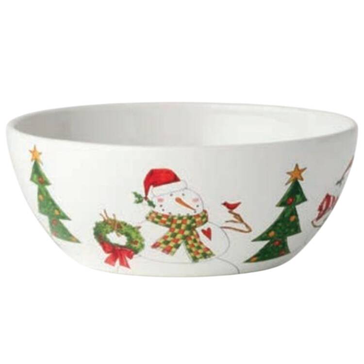 Snowman Delight 10" Round Deep Bowl