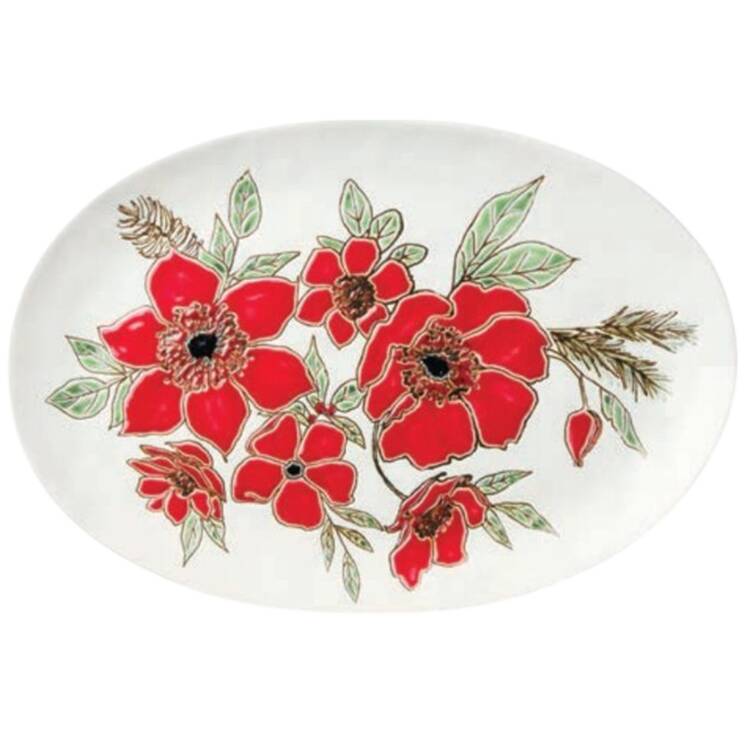 Festive Blooms 16" Oval Serving Platter