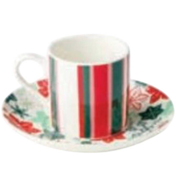 Holiday Spruce Espresso Cup and Saucer Set