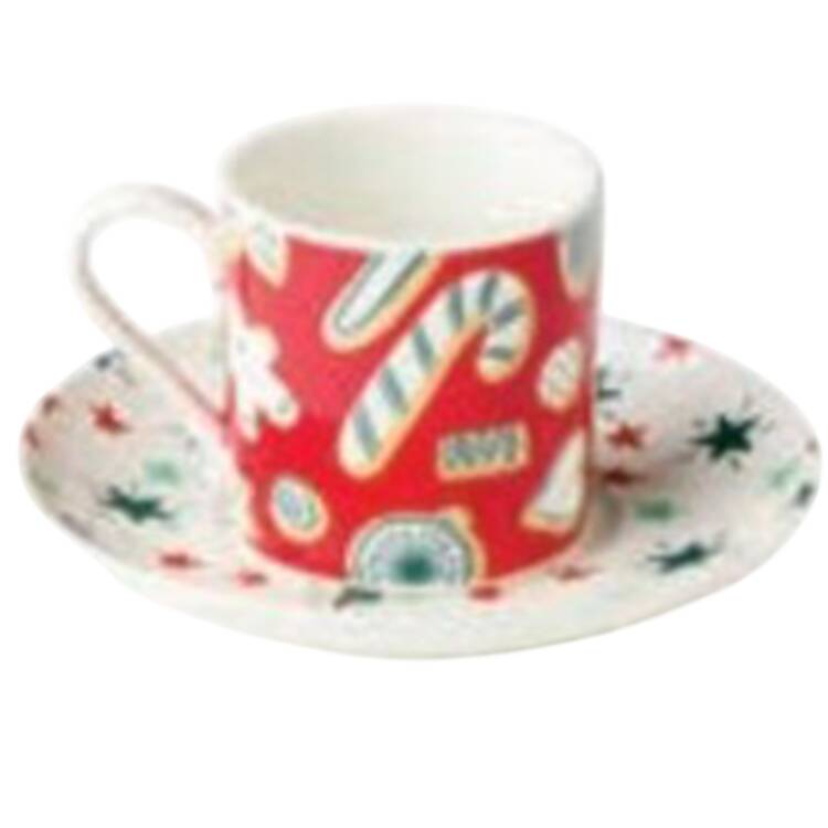 Holiday Spruce Espresso Cup and Saucer Set