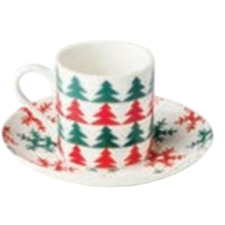 Holiday Spruce Espresso Cup and Saucer Set