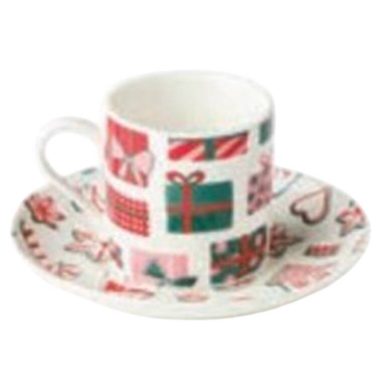 Holiday Spruce Espresso Cup and Saucer Set