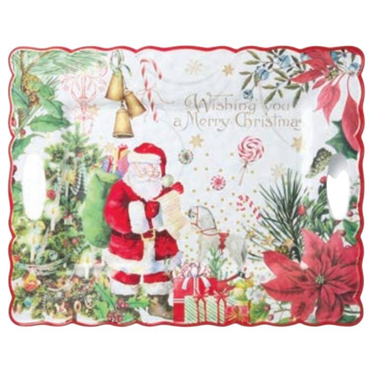 Santa's Delivery 19" Rectangular Handled Tray